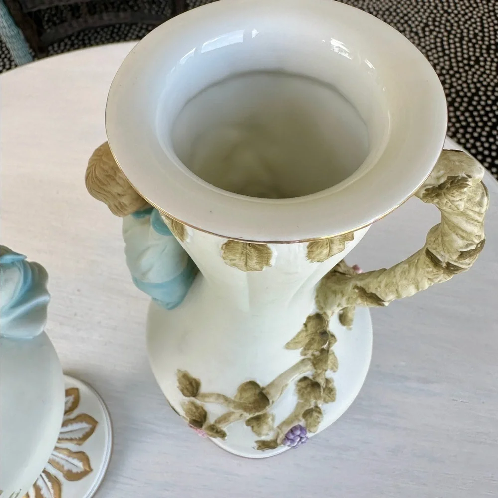 1950’S, MCM, ANDREA BY SADEK, BOY & GIRL PORCELAIN VASES. MADE IN JAPAN.